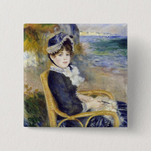 Chapa Cuadrada Pierre-Auguste Renoir - A orillas del mar (Anverso)