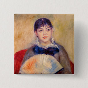 Chapa Cuadrada Pierre-Auguste Renoir - Chica con ventilador