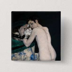 Chapa Cuadrada Pierre-Auguste Renoir - Niño con un Gato