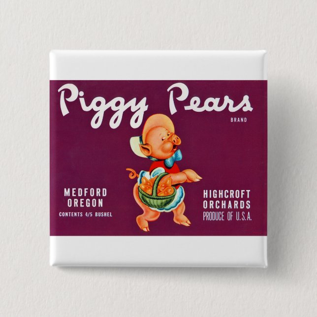 Chapa Cuadrada Piggy Pears (Anverso)
