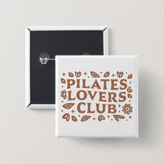 Chapa Cuadrada Pilates lovers club boho floral aesthetic (Anverso y reverso)