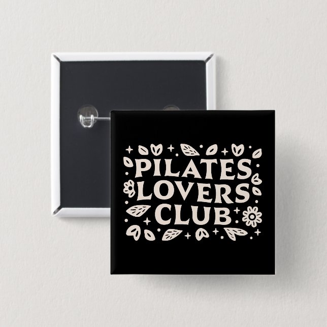 Chapa Cuadrada Pilates lovers funny wellness girl quotes black (Anverso y reverso)