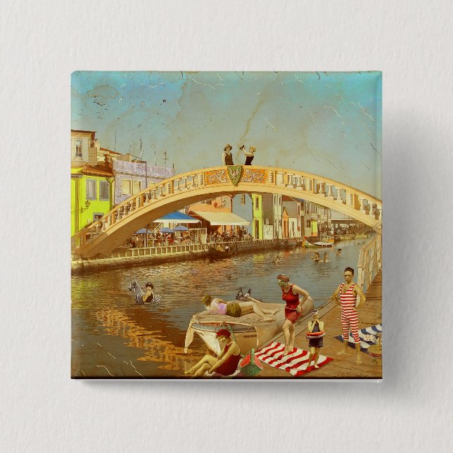 Chapa Cuadrada Pin A Ponte dos Carcavelos. Aveiro (Portugal) (Anverso)