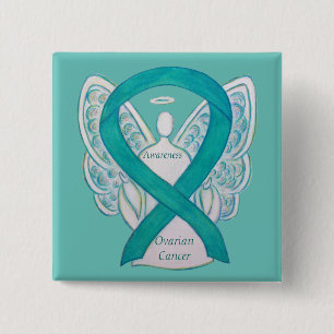 Chapa Cuadrada Pin Angel de Cinta de Conciencia Verde azulada del