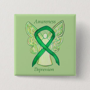 Chapa Cuadrada Pin Angel Ribbon
