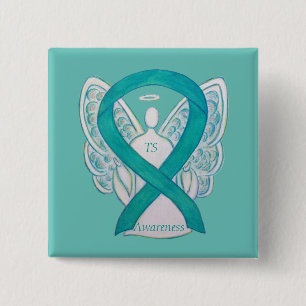 Chapa Cuadrada Pin Ángel Verde azulado de la cinta de sensibiliza