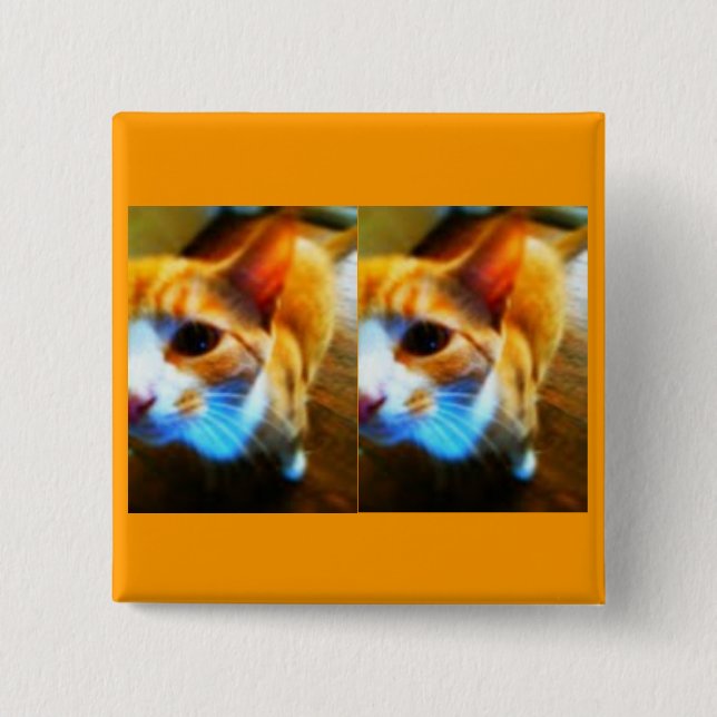 Chapa Cuadrada Pin blando del gato del jengibre/botón (Anverso)