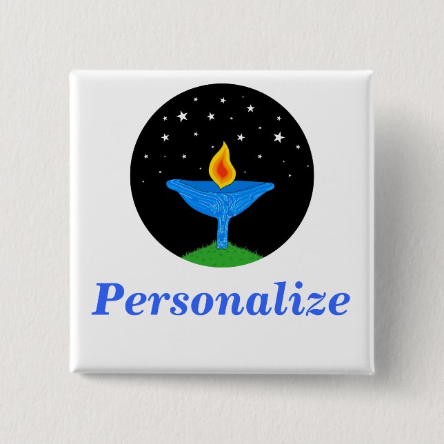 Chapa Cuadrada Pin brillante de la cáliz UU/botón (Anverso)