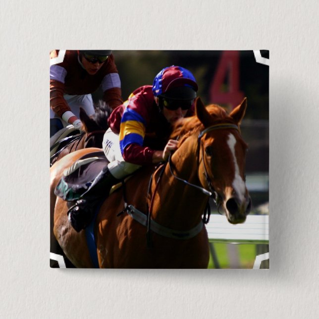 Chapa Cuadrada Pin cuadrado de la carrera de caballos (Anverso)