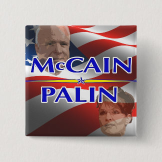 Chapa Cuadrada Pin cuadrado de Mccain Palin