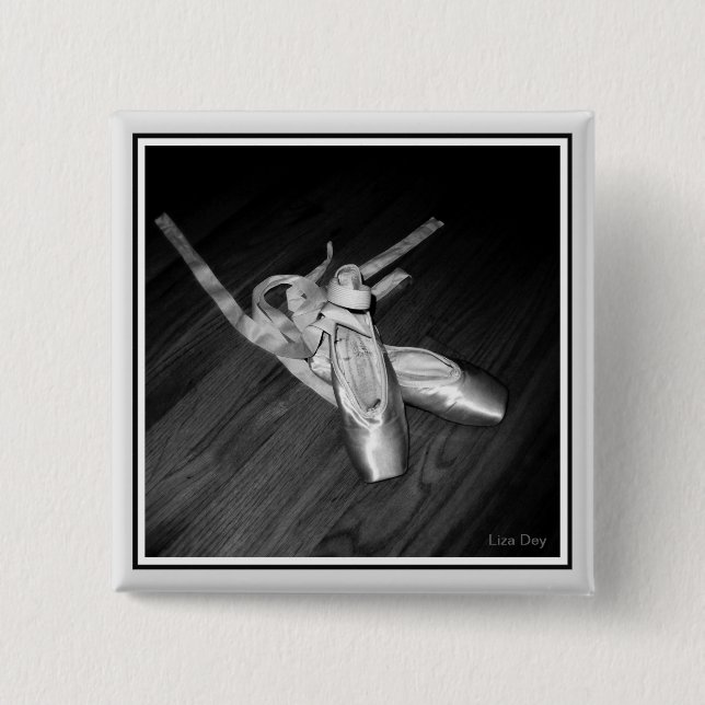 Chapa Cuadrada Pin cuadrado de 'zapatos de tacón' (B&W) (Anverso)