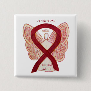 Chapa Cuadrada Pin de arte Angel Ribbon para la sensibilización d