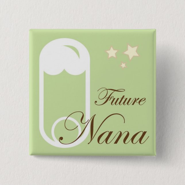 Chapa Cuadrada Pin de Baby Shower Nana (Anverso)