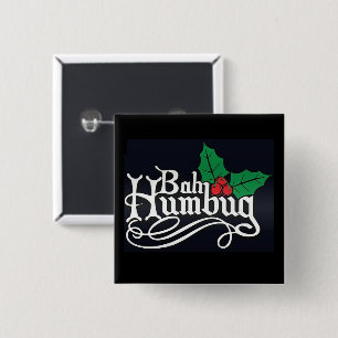 Chapa Cuadrada Pin de Bah Humbug de Navidad
