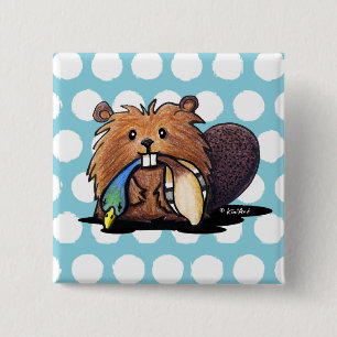 Chapa Cuadrada Pin de castor de KiniArt Cute
