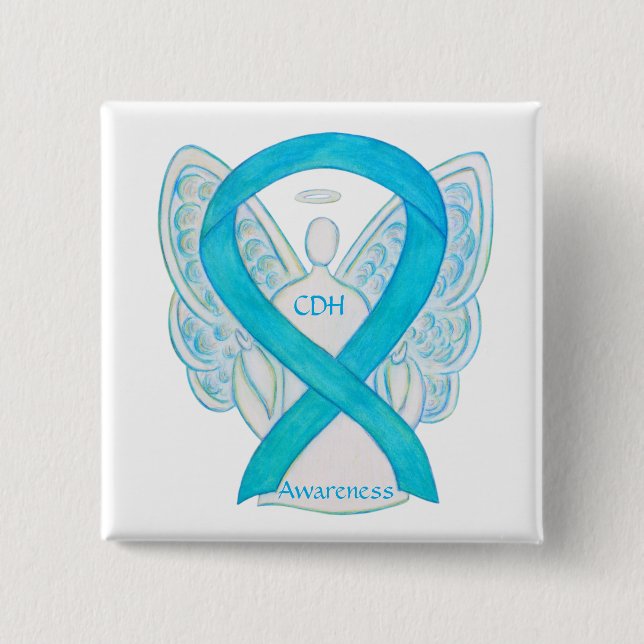 Chapa Cuadrada Pin de Concienciación de Hernia CDH Diafragmática  (Anverso)