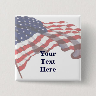 Chapa Cuadrada Pin de encargo de la bandera americana del texto