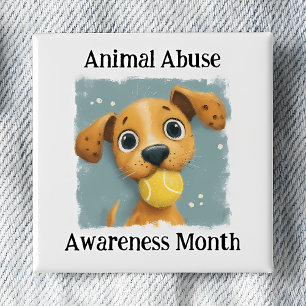 Chapa Cuadrada Pin de la Campaña de Conciencia sobre Abuso Animal