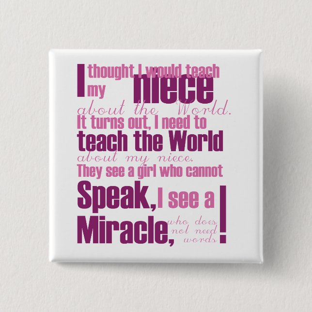 Chapa Cuadrada Pin de la sobrina (Anverso)