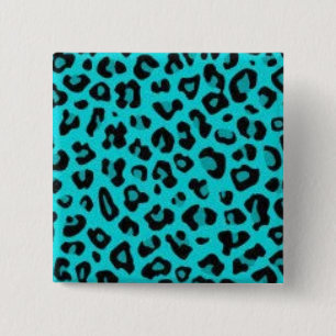 Chapa Cuadrada Pin de leopardo turquesa