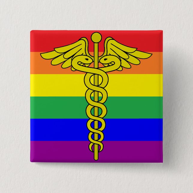 Chapa Cuadrada Pin de salud LGBTQ (Anverso)