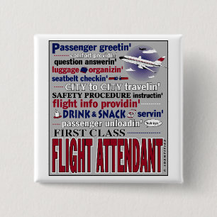 Chapa Cuadrada Pin del asistente de vuelo