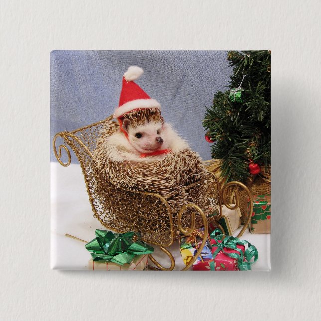 Chapa Cuadrada Pin del erizo del navidad (Anverso)