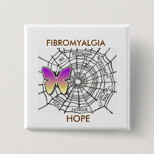 CHAPA CUADRADA PIN DEL FIBROMYALGIA DE LA ESPERANZA - BLANCO