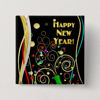 Chapa Cuadrada Pin del fiesta de la Feliz Año Nuevo