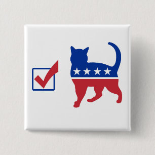 Chapa Cuadrada Pin del gato del voto