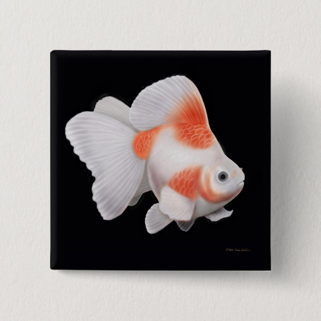 Chapa Cuadrada Pin del Goldfish de la cola de milano de Ryukin (Anverso)