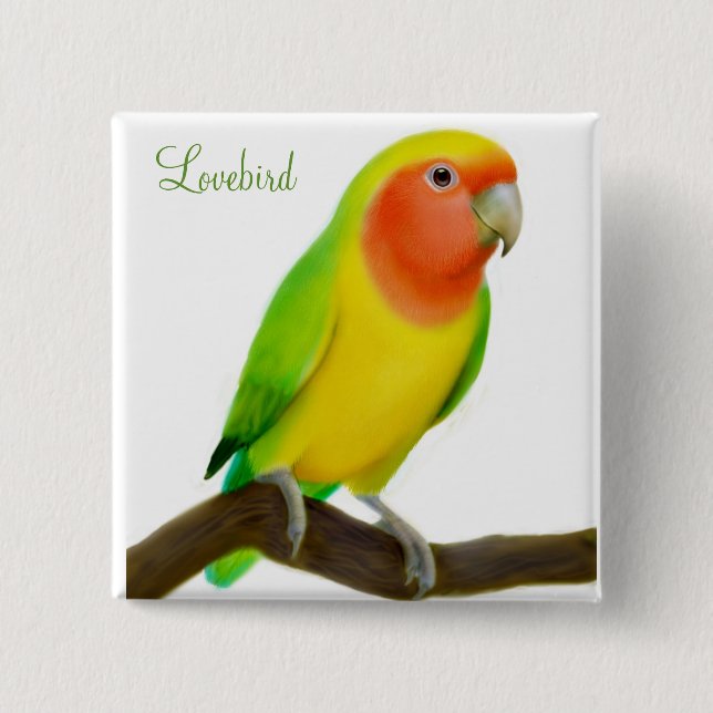 Chapa Cuadrada Pin del Lovebird (Anverso)