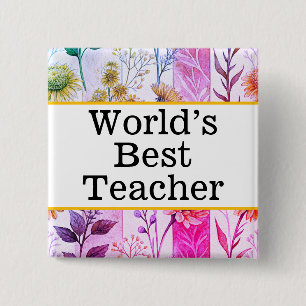 Chapa Cuadrada Pin del mejor profesor del mundo