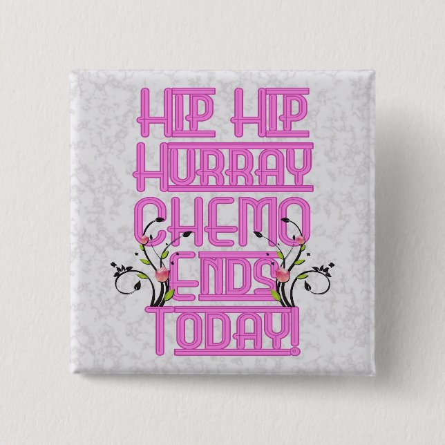 Chapa Cuadrada Pin del superviviente de Chemo del cáncer (Anverso)