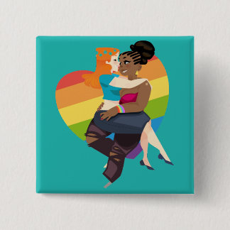 Chapa Cuadrada Pin lesbiano del orgullo del amor real