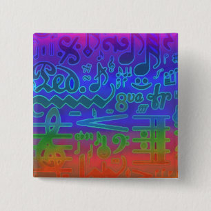 Chapa Cuadrada Pin musical colorido de los símbolos
