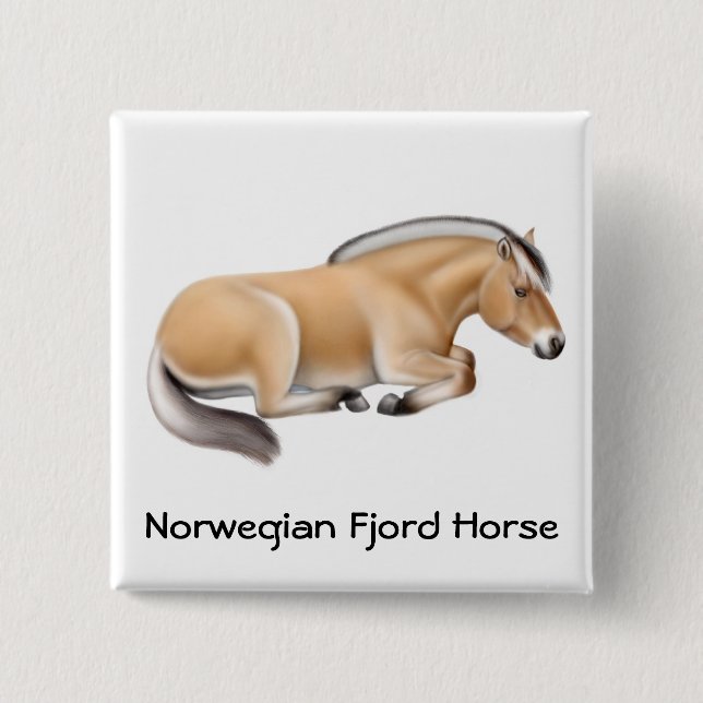 Chapa Cuadrada Pin noruego del caballo del fiordo (Anverso)