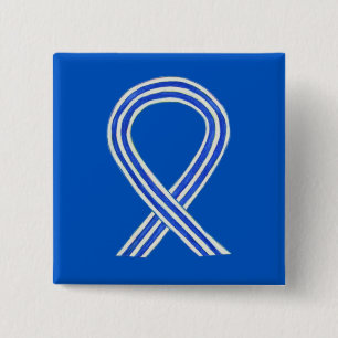Chapa Cuadrada Pin Personalizado de conciencia de la cinta ALS az