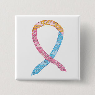 Chapa Cuadrada Pin Personalizado de nubes rosadas, amarillas y az