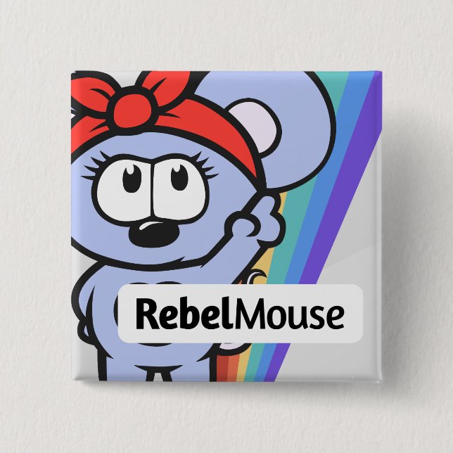 Chapa Cuadrada Pin RebelMouse (Anverso)