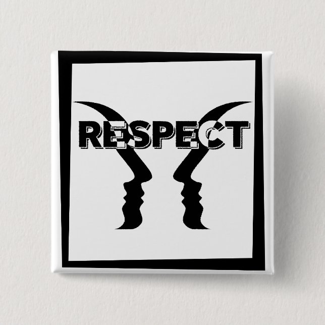 Chapa Cuadrada Pin reivindicativo de respeto entre personas. (Anverso)