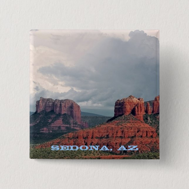 Chapa Cuadrada Pin rojo de la roca de Sedona (Anverso)