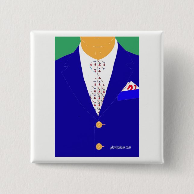 Chapa Cuadrada Pin rojo del dragón del Mah Jongg (Anverso)