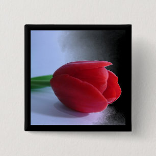 Chapa Cuadrada Pin rojo del tulipán