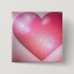 Chapa Cuadrada Pin rosado del cuadrado del diseño del corazón