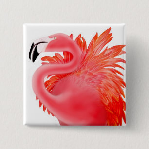 Chapa Cuadrada Pin rosado del flamenco