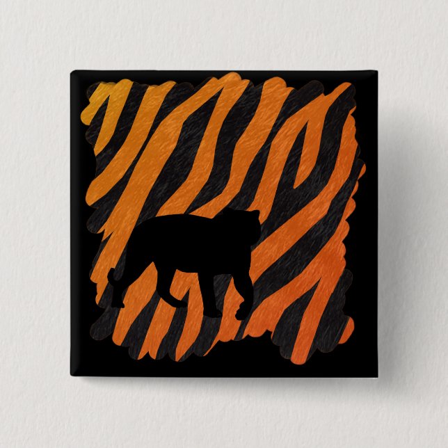 Chapa Cuadrada Pin salvaje del tigre (Anverso)