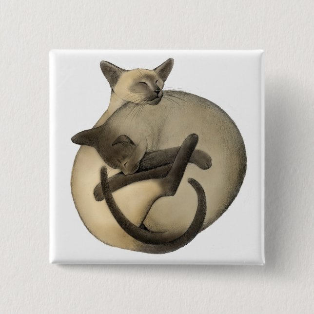 Chapa Cuadrada Pin siamés soñoliento (Anverso)