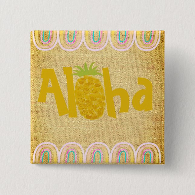 Chapa Cuadrada Piña Rustica Aloha (Anverso)