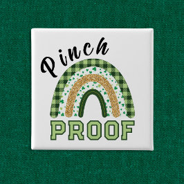Chapa Cuadrada Pinch Proof St Patrick's Day Green Rainbow Plaid